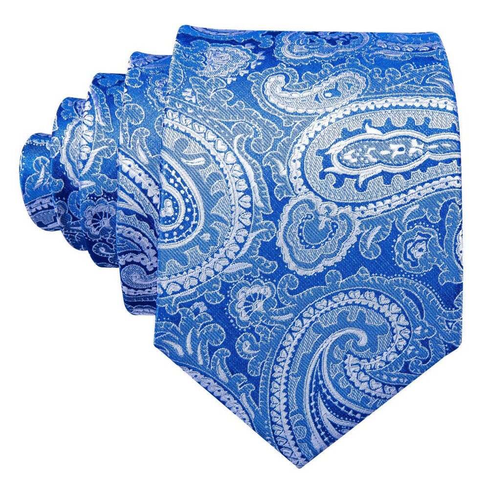 Blue & White Paisley Necktie Set - Picture 3 of 3